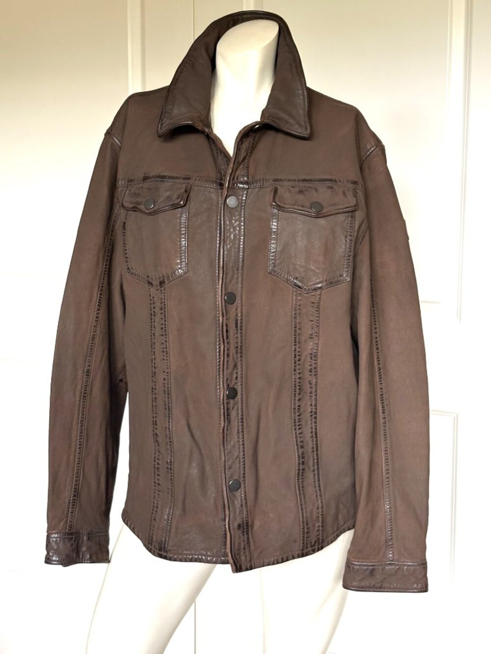 NWOT MAURITIUS LAMB LEATHER BROWN JACKET SIZE: XL